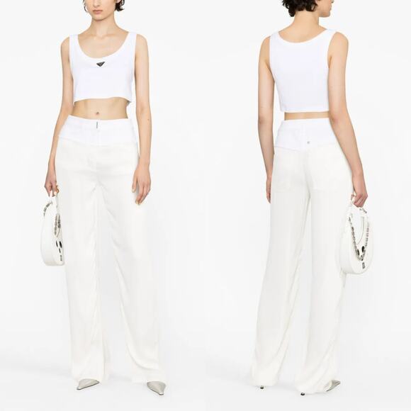 Givenchy‎ Double Fabric Patchwork High-Waisted Trousers Ivory White Size 29 - Picture 1 of 16